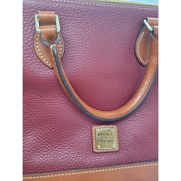 Dooney and Bourke Vtg Pebble Grain Domed Satchel Handbag Too Zip Red Wine - Picture 2 of 12